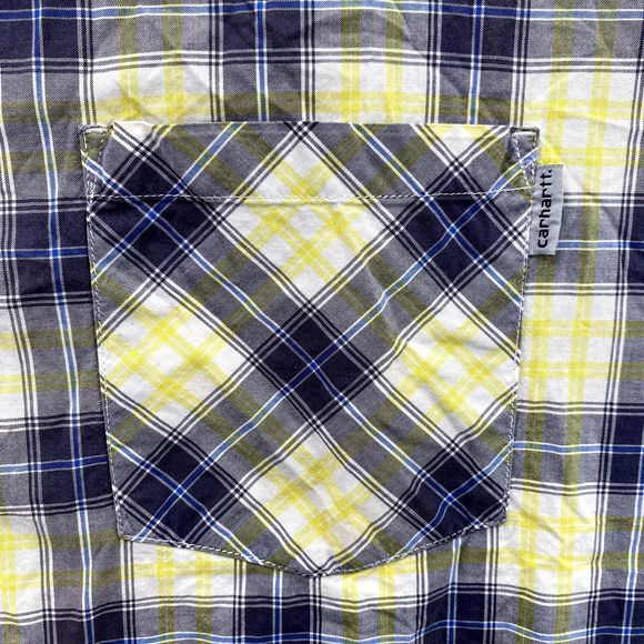Carhartt Shirt Adult Size 2XL Yellow Plaid Relaxed Fit Short Sleeve Dungaree Men - Picture 6 of 13